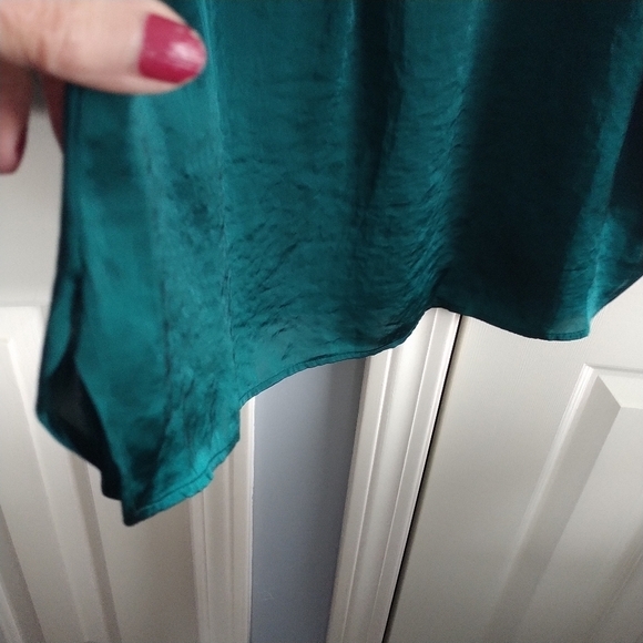 Coldwater Creek Forest Green Bib Front Pleated Blouse Tunic M - Picture 5 of 12